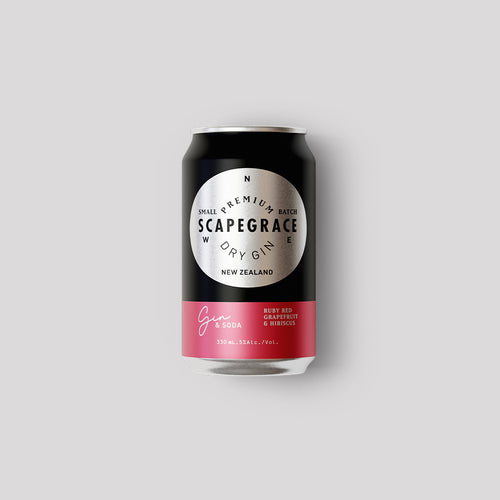 Scapegrace Gin, Soda with Ruby Red Grapefruit & Hibiscus
